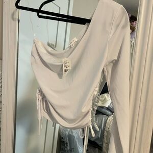 Better Be White Asymmetrical Long Sleeve Top